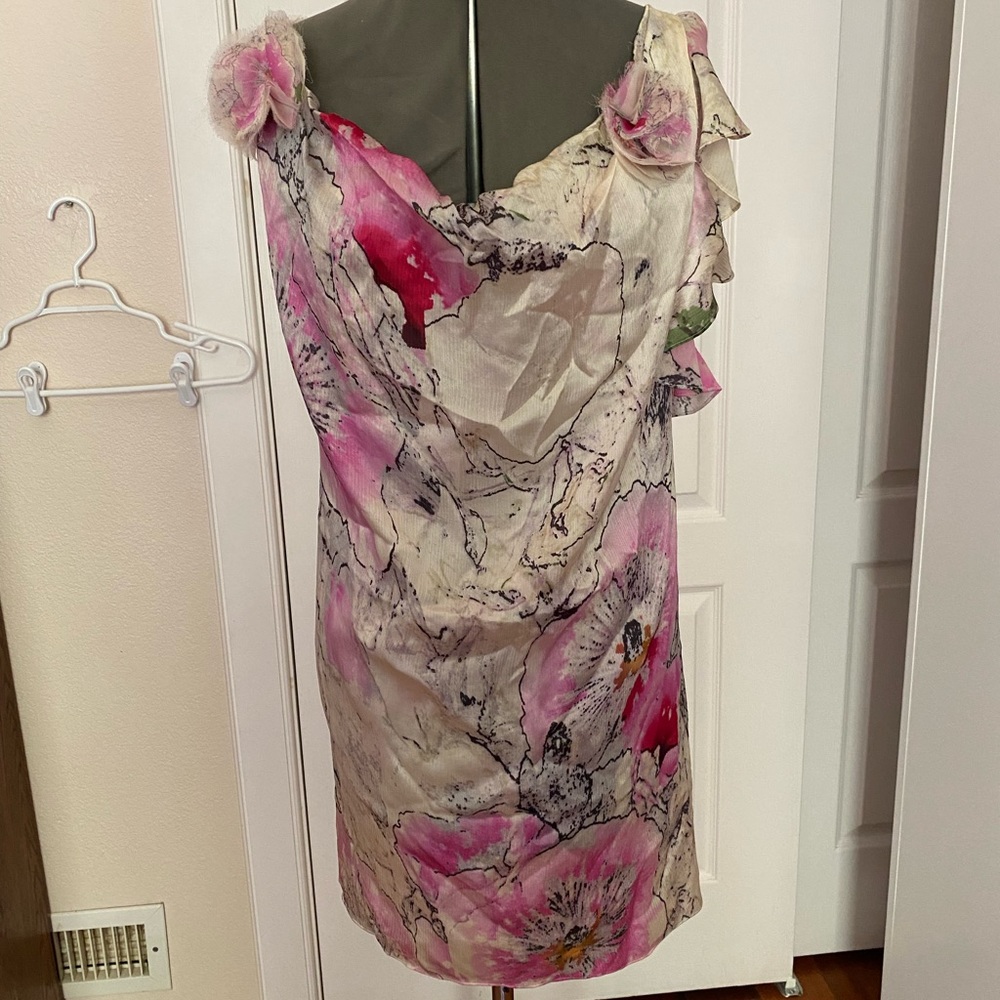 DIANE VON FURSTENBERG Floral Cowl Drape Mini Dress